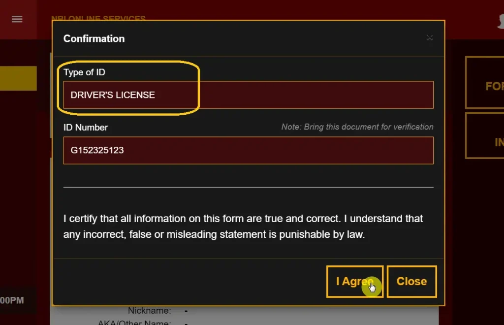 Editing applicant information on the NBI clearance application