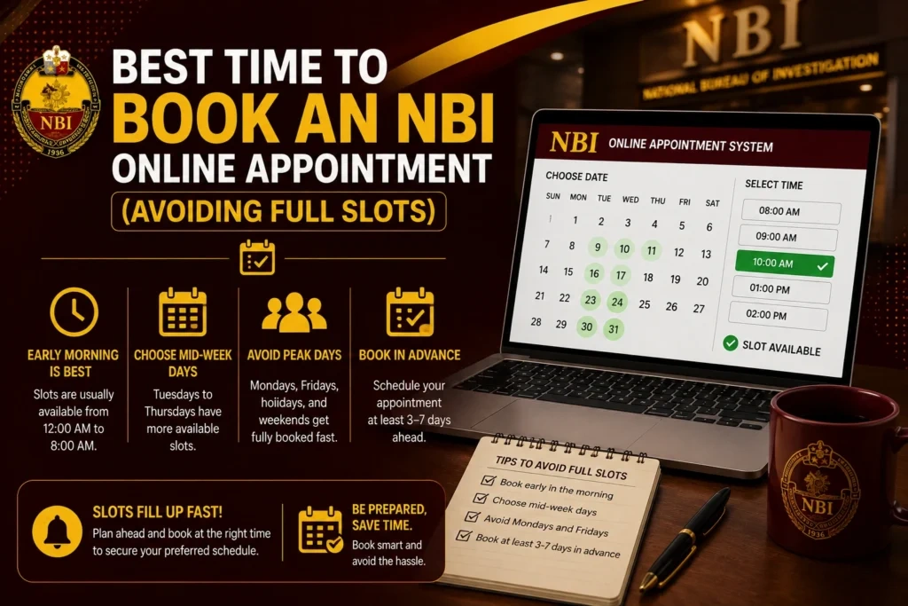 Best Time to Book an NBI Online Appointment (Avoiding Full Slots) Best Time to Book an NBI Online Appointment (Avoiding Full Slots)