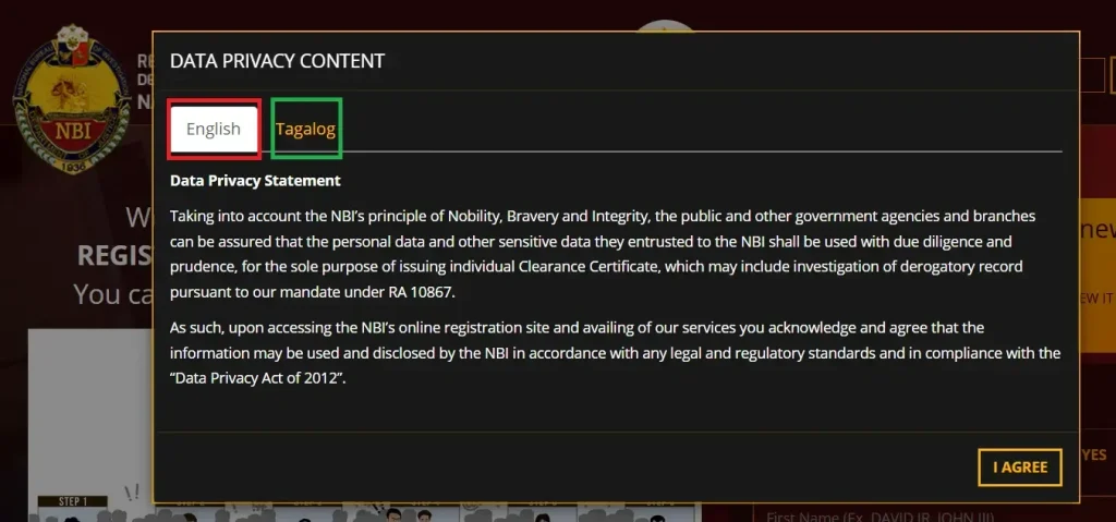 Step 1: Go to the Official NBI Portal Step 1: Go to the Official NBI Portal