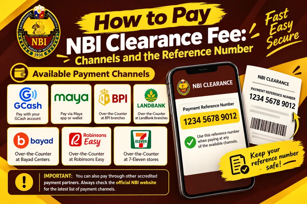 Ways to pay the NBI clearance fee using your reference number