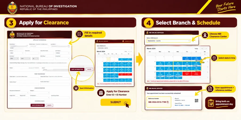 Step 4: Select your branch and schedule