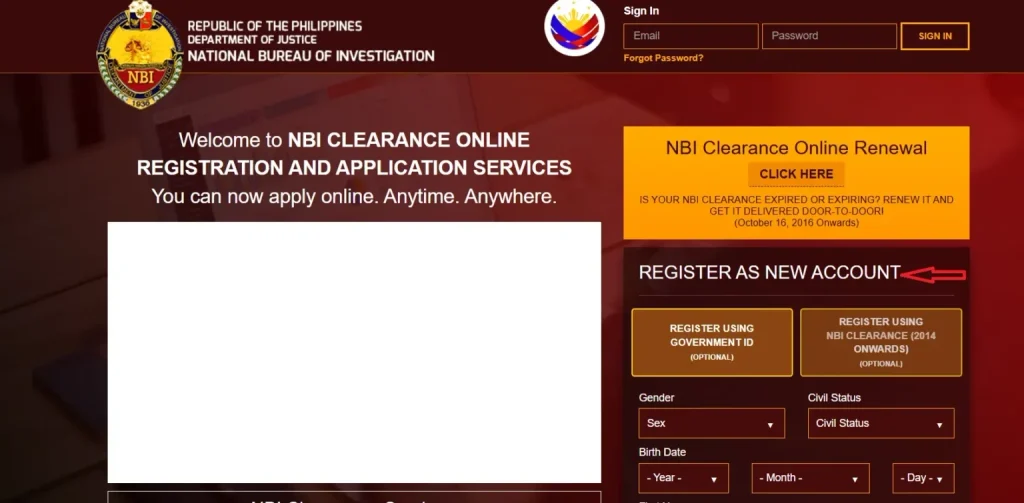 NBI online Registration and sign up NBI online Registration and sign up